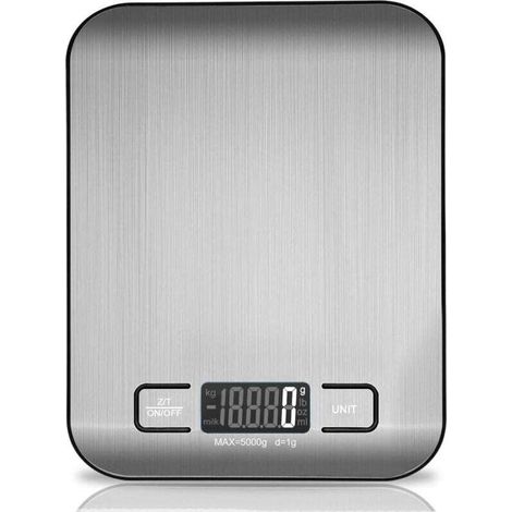 Balance de cuisine numérique, balance de cuisine électronique en acier inoxydable de 5 kg, balance alimentaire élégante et ultra-mince