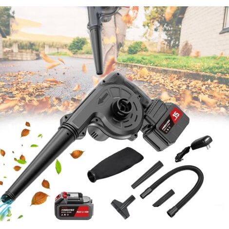 750W Souffleur de Feuilles, 2 en 1 Souffler Et Aspirer Souffleur sans Fil Turbocompressé Avec Sac De Ramassage Et Batteries Et Chargeur Pour Le Jardin, L'Entretien De La Pelouse, Le Jardinage, Le DéNe (1/5)