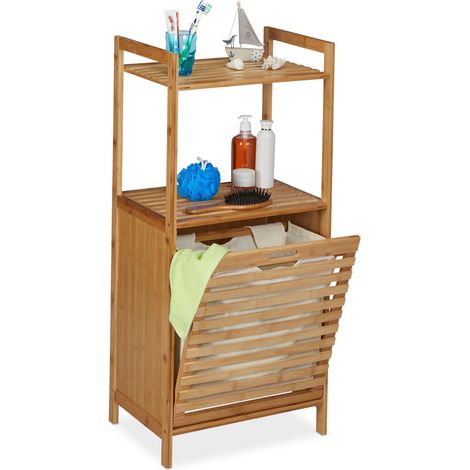 Cesta de ropa con estante de bambú