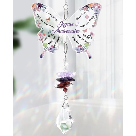 Cadeau Anniversaire Femme, Cristal Attrape Soleil Joyeux Anniversaire Cadeau pour Maman Mamie Soeur Amie Collègue Fille Copine 18 30 40 50 60 70 80 Ans (1/5)