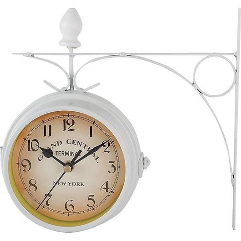 Retro-Gartenwanduhr, doppelseitige, geräuschlose Metallwanduhr für Wohnzimmer, Schlafzimmer, Zuhause