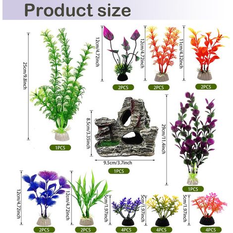 Décoration d'Aquarium Plantes Artificielles en Plastique et Rocher pour Grotte de Poisson Ornement de Paysage de Réservoir d'Eau Douce et de Mer (1/5)