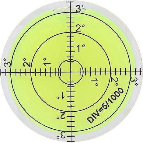 Niveau à bulle 60 x 12 mm, inclinomètre gradué en degrés circulaires pour la mise à niveau de trépieds d'appareils photo, plateaux tournants, camping-cars et meubles. Instruments de mesure. (1/5)