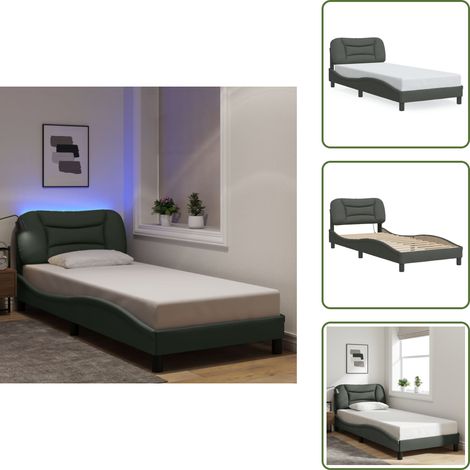 Cuscino testiera - vidaXL Giroletto con LED senza Materasso Hvar Grigio Scuro 90x200cm Tessuto - Letto con supporto schiena