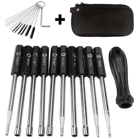 Jeu de tournevis pour carburateur avec étui en cuir noir et brosse, portable et facile à utiliser (1/4)