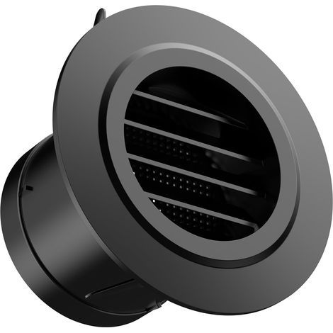 Grille d'aération , grille d'aération ronde avec moustiquaire intégrée pour salle de bain, bureau, maison, noir,4 pouces. (1/5)