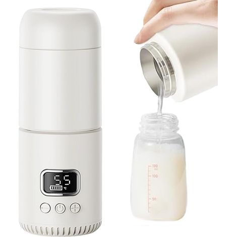 Babyflaschenwärmer, 400 ml, 10000 mAh Akku, 8 Minuten Schnellheizzeit, 37-55 °C Warmhaltefunktion, Reisethermoskanne.