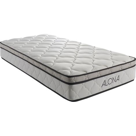 Colchón 90x190 - Altura 25,5 cm - Muelles + Memoria de Forma - Acogida Suave - Soporte Equilibrado - 5 Zonas de Confort - Confort Óptimo - COLCHÓN ALONA