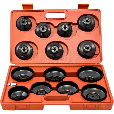 Varan Motors - VT01037 15 TEILIGES �LFILTERSCHL�SSEL SATZ SET �LFILTERKAPPEN WERKZEUG KOFFER �LFILTER 65-100mm