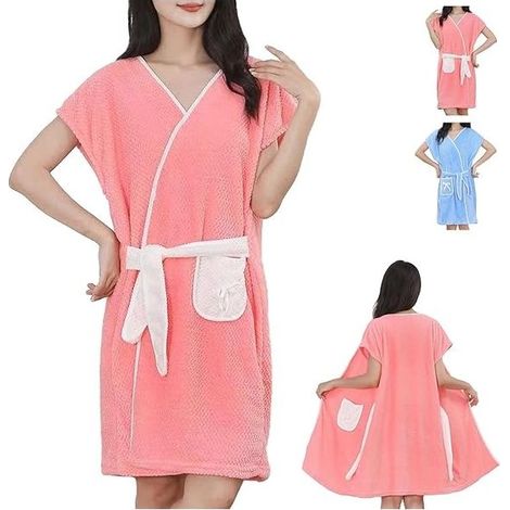 Peignoir pour femme avec poches en matériau doux et absorbant pour sauna, plage, piscine et bien être Serviette de bain, serviette de sauna et serviette de douche (1/5)