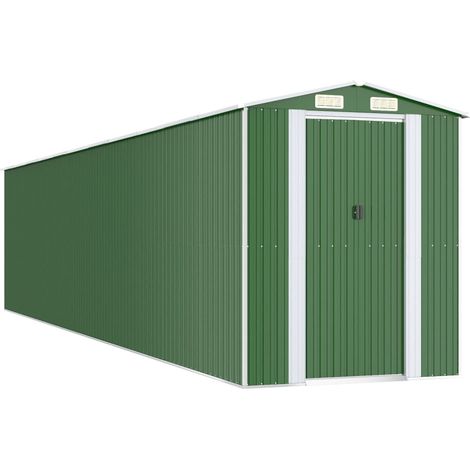 Cobertizo de jardín cobertizo para cabaña cobertizo para almacenamiento cobertizo para exteriores cobertizo para herramientas robusto 192 x 938 x 223 cm acero galvanizado verde 020022370