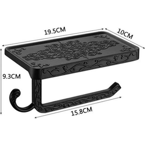 Porte-Rouleau - Aluminium - Pour Salle De Bain - Avec Etagere Telephon - 19,5 X 10 X 9,5 Cm - 1 Piece (1/4)