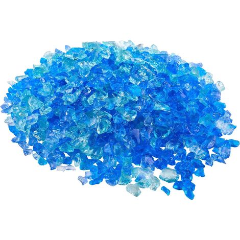 Verre de Feu pour Braséro, 4,5 kg, Pierres en Verre pour Foyer à Gaz, 19,05 mm, Sans Fumée, Pierres Décoratives pour Cheminée à Gaz, Intérieur et Extérieur, Bleu Aqua, Bleu Caraïbes, Vert Aqua (1/5)