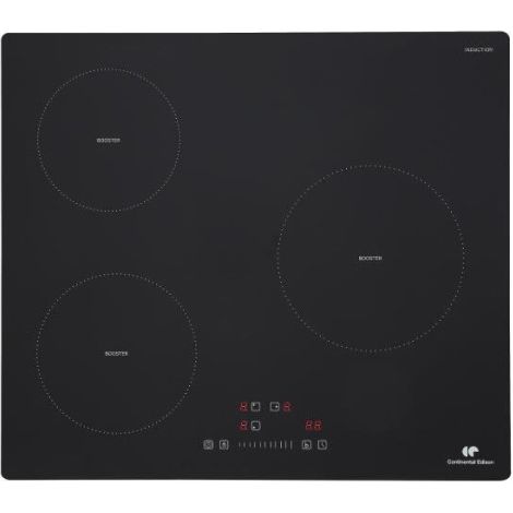 Plaque induction 3 foyers CONTINENTAL EDISON 6200W- 3 timers - 3 boosters - noir (1/5)