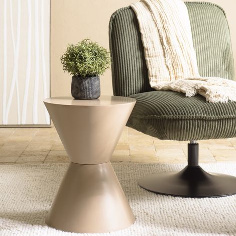 AGATHE - Table d'appoint ronde en bois peint taupe D35cm (1/5)