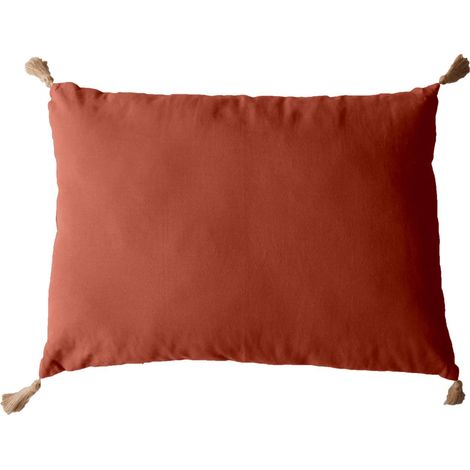 Coussin rectangulaire en coton avec pompons style bohème PANAMA (1/2)