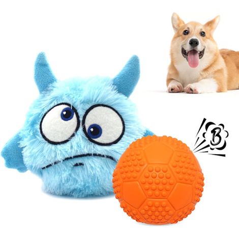Peluche pour chiots avec balle interactive qui couine - Bleue (1/5)