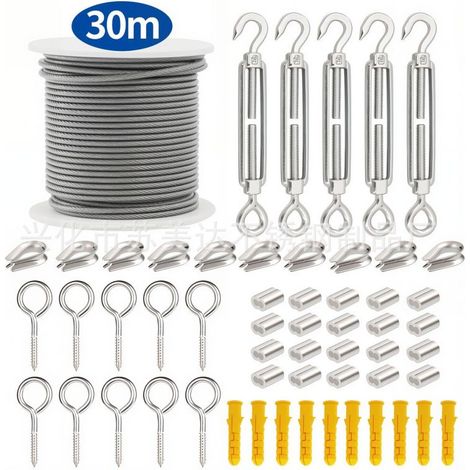 Beschriftbares 15 m/50 m PVC-beschichtetes Stahlseil, Gartenseil, lasttragendes Aufhänge-Spannsystem