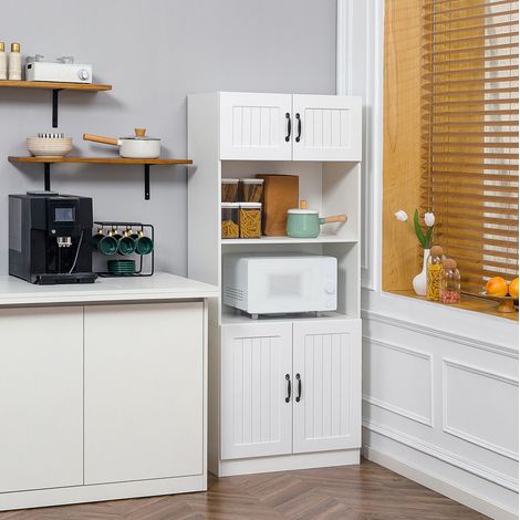 Mueble de cocina armario alto (70x40x170 cm), con 4 estantes, puerta ajustable, MDF blanco (1/5)