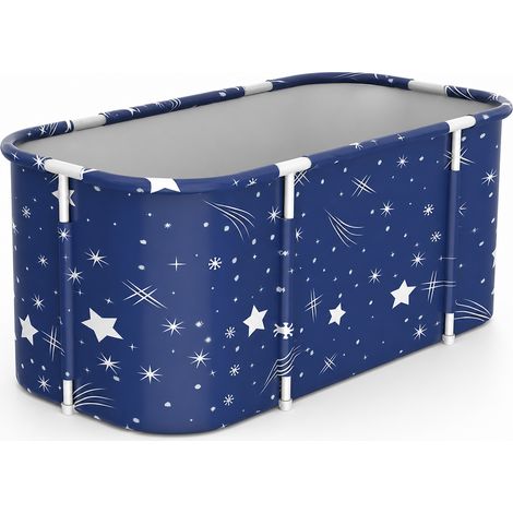 Baignoire pliable adulte PVC 1,2 m bleu nuit avec accessoires (1/5)