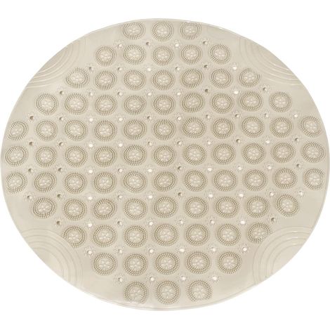 Duschmatte für Badewanne und Badewanne, 55 x 55 cm, rutschfeste, runde PVC-Duschmatte mit Abflusslöchern und Saugnäpfen, Khaki