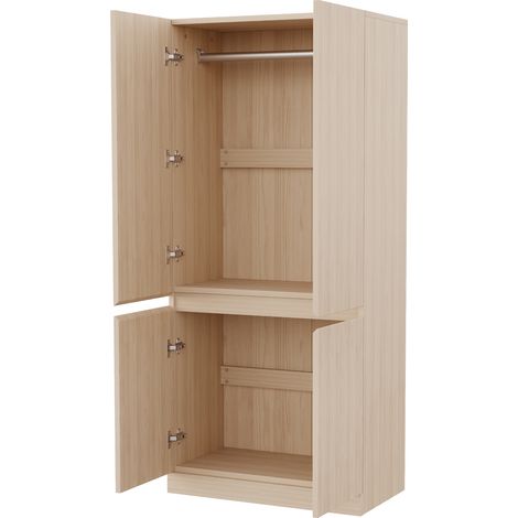 Armoire 70 × 40 × 170 cm, design à deux portes avec grands espaces de rangement, couleur bois (1/5)