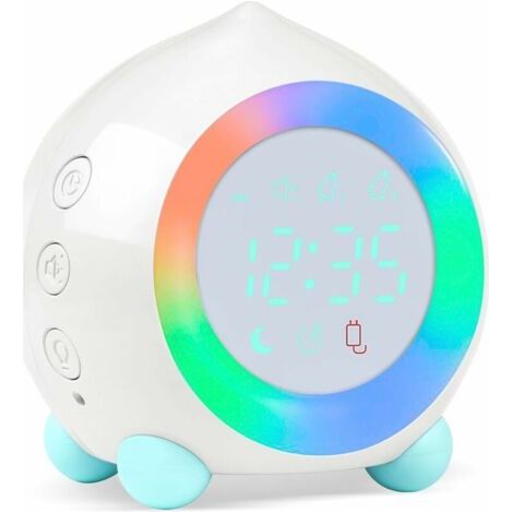 QORVA-Réveil Enfant Lumineux LED Numerique Lampe Réveil Veilleuse Fille Garçons Jour Nuit Enfant Volume Réglable Snooze Réveil en USB Charge-Blanc-Fei Yu (1/3)