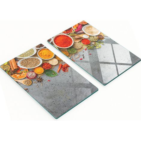 Pizarras de vidrio duraderas y elegantes con estampado de mezcla de especias, 2x30x52 cm.