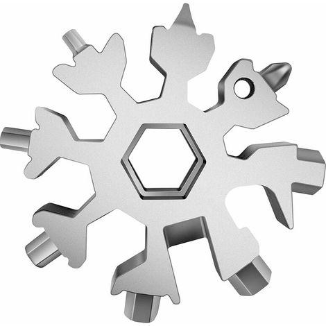 18 en 1 Flocon de neige multifonction en acier inoxydable Outil multifonction vélo Outil multifonction Tournevis portatif Décapsuleur Clé anneau pour l'extérieur (flocons de neige) (1/5)