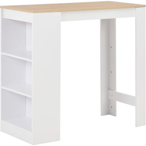 Bartisch mit Regal Weiß 110x50x103 cm