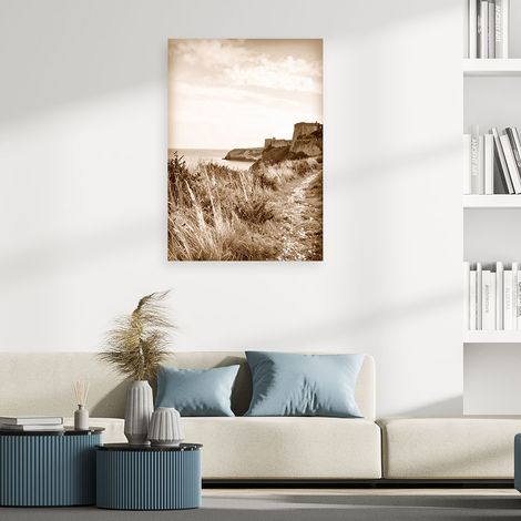 Wandbild Sepiafarbene Meereslandschaft im Vintage Stil mit Klippen und Felsen 40x60 (1/4)