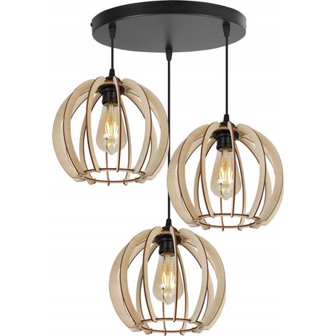 LÁMPARA DE TECHO COLGANTE LED MODERNA DE MADERA