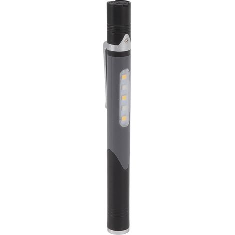 Lampe stylo torche rechargeable USB, 3 sources lumineuses LED, clip de fixation, idéale pour les réparations et les hôpitaux (noir). (1/5)