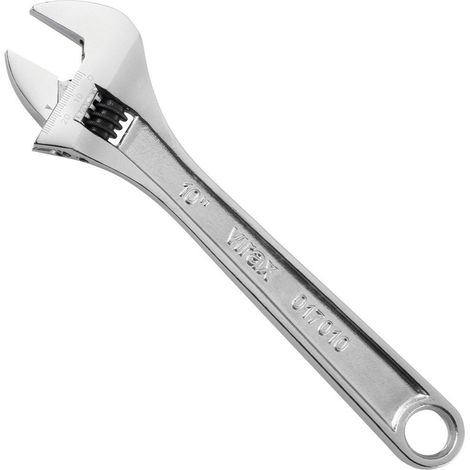 Virax – Clé à molette 455 mm – Mâchoire fixe graduée – Triple couche nickel et chrome – Résistance à la corrosion pour plomberie