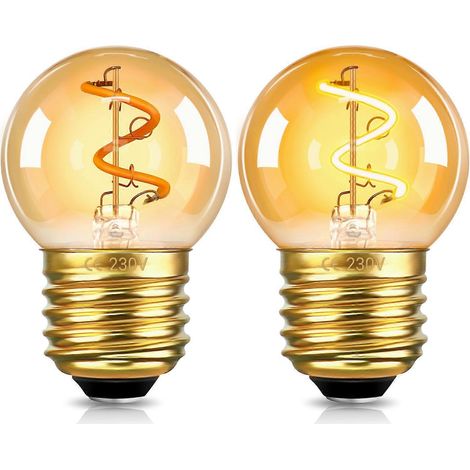 G40 LED-Filamentlampe E27, Vintage-Golfball-Bernstein, 2200 K Warmweiß, 1 W, 230 V (entspricht 10 W), nicht dimmbar, 2er-Pack