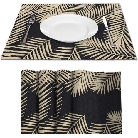(Noir)Sets de Table - Noname - Lot de 4 - PVC Tressé - Antidérapant - Lavable - Résistant à la Chaleur (1/4)