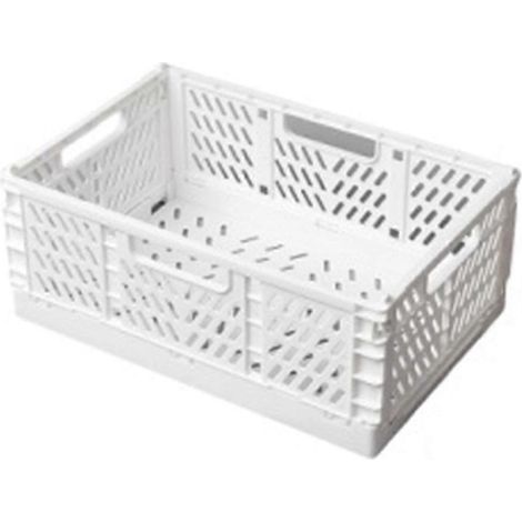 Boîte de rangement pliable, panier utilitaire, contenant cosmétique de bureau, blanc-- (1/5)
