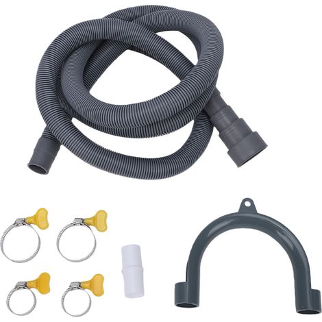 Tuyau de vidange universel pour machine à laver de 2 m avec ressort de résistance à l'écrasement et rallonge flexible. (1/5)