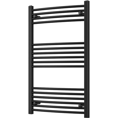 Zennor - Black Heated Towel Rail - H1000mm x W600mm - Curved (1/3)