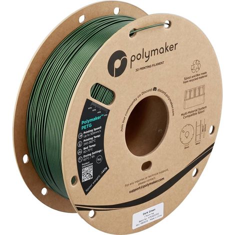 Polymaker PB05016 Filamento per stampante 3D PETG Filamento ad alta velocità 1.75 mm 1000 g Verde scuro, Verde scuro, V