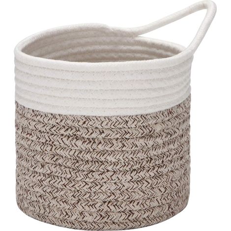 Panier suspendu en corde de coton (blanc et marron)-Fei Yu (1/2)