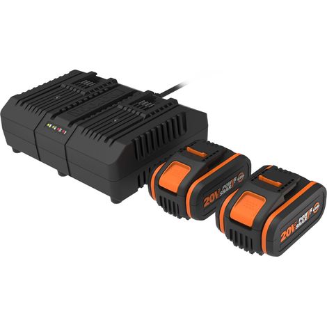 Kit power 20+20 WORX con 2 batterie da 4.0 Ah + caricabatterie DUAL STANDARD (1/5)