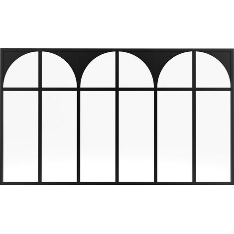 Vente-Unique – Verrière atelier art déco en aluminium thermolaqué noir 180 x 105 cm – Verre trempé 4 mm – Soubassement pour intérieur