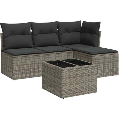 Maison Exclusive - 5-tlg. Garten-Sofagarnitur mit Kissen Grau Pol