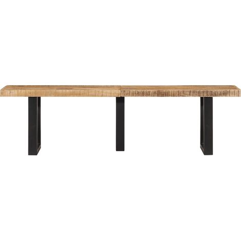 Banc 160 cm bois de manguier brut massif et acier