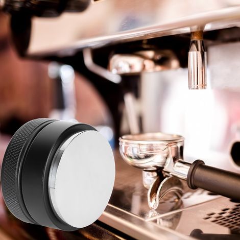 Höhenverstellbarer Kaffeetamper aus Edelstahl, 58 mm, schwarzer, flacher Boden (1/5)