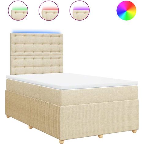 Maison Exclusive - Sommier à lattes de lit avec matelas crème 120x190 cm tissu (1/5)