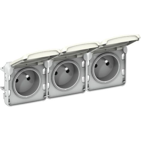 Legrand 069644 Vorverdrahtete Steckdosen 3x2P+T horizontal Legrand Plexo kombinierbar weiß – 16 A – 250 V