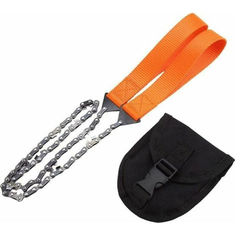 Scie à chaîne de Survie Portable, tronçonneuse de Poche Pliable, Coupe-Fil d'urgence pour la randonnée, la randonnée, Le Camping, la Chasse et la Survie en Plein air Orange (1/5)