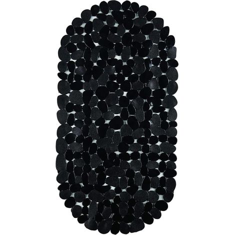 King Home TAPPETO INTERNO VASCA STONE NERO OVALE in PVC 67x34 cm (1/4)